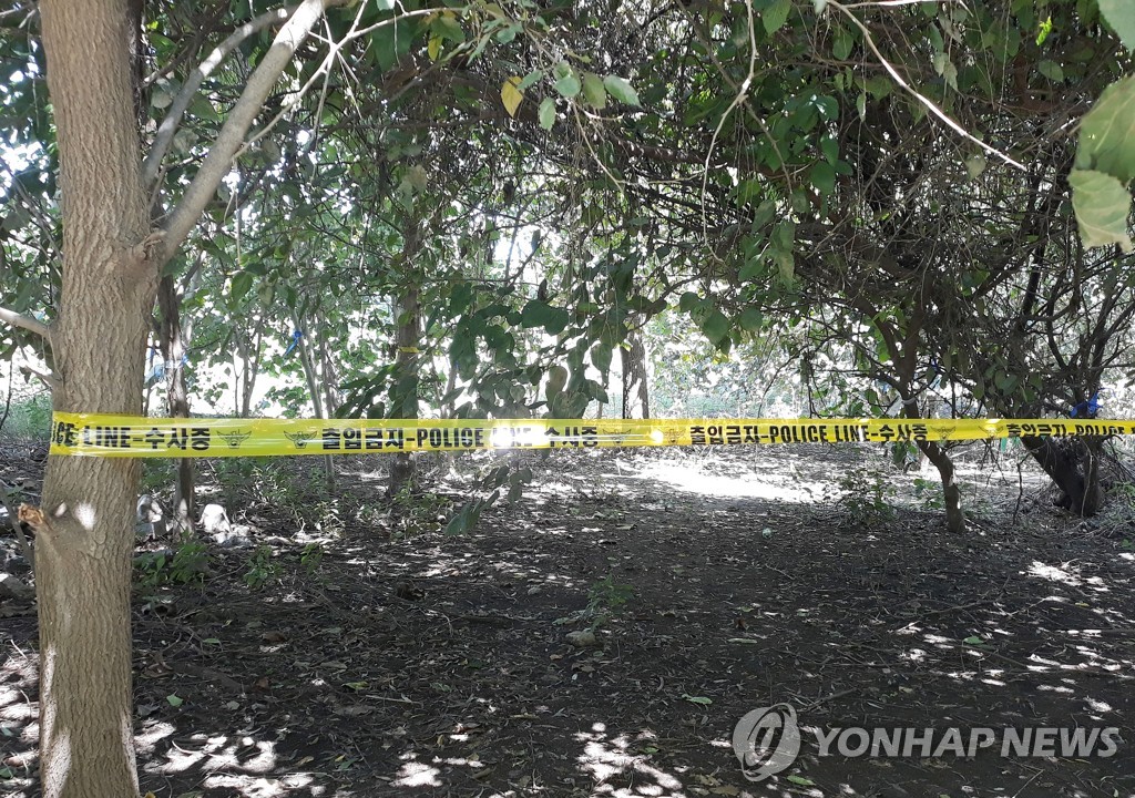 Esta foto, que no tiene relación con el contexto del artículo, muestra una fila policial en la escena de un crimen. (Yonhap)