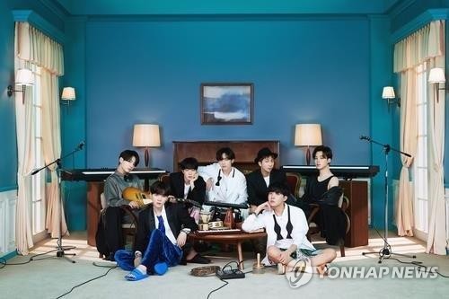 This photo, provided by Big Hit Music, shows K-pop superstar BTS. (PHOTO NOT FOR SALE) (Yonhap) 