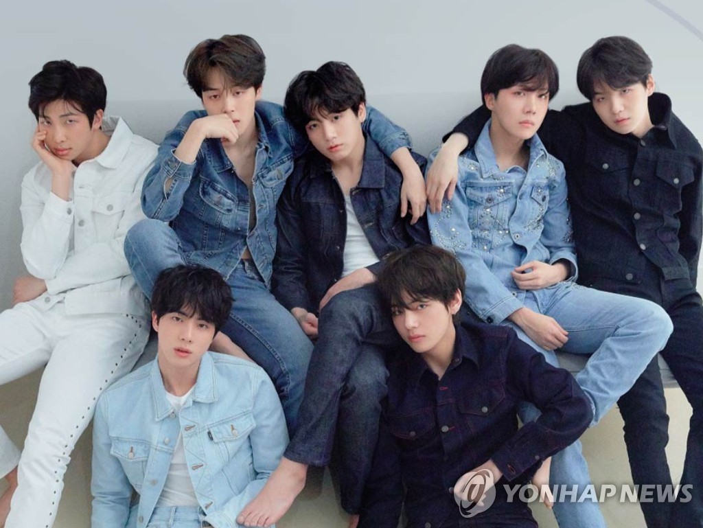This photo provided by Big Hit Music shows K-pop band BTS. (PHOTO NOT FOR SALE) (Yonhap)