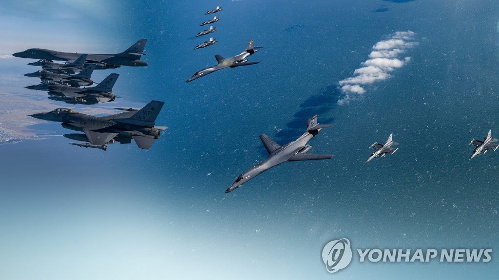 미 전략폭격기 B-1B 한반도 전개…북에 맞대응(CG)