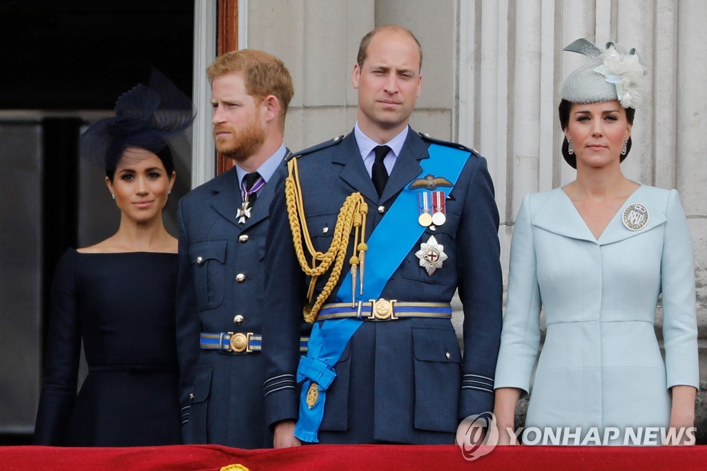 2018년 7월 영국 윌리엄 왕세손 부부(오른쪽)와 해리 왕손 부부(왼쪽) [AFP=연합뉴스 자료사진]