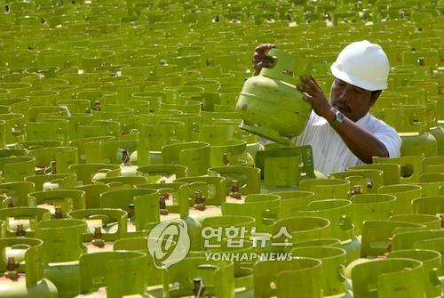 인도네시아 가정에서 주로 사용하는 3㎏ 용량 LPG통