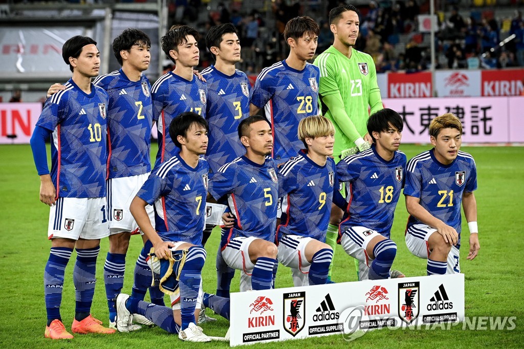 에콰도르와 친선경기에 선발 출전한 일본 축구대표 선수들.