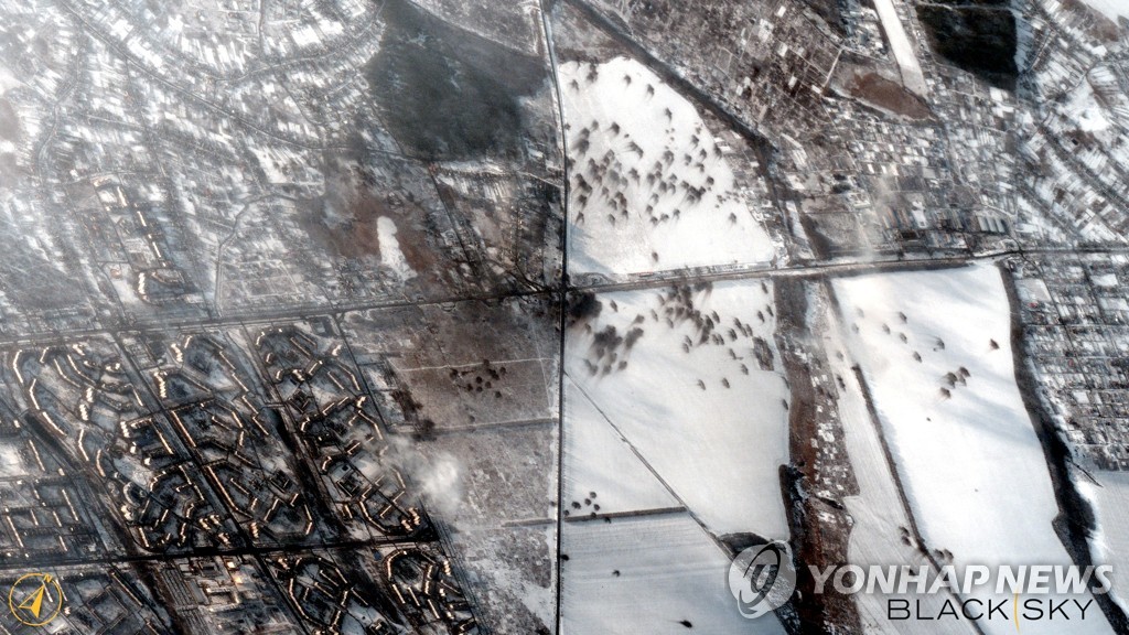 우크라이나 하리코프 교외지역의 위성 이미지