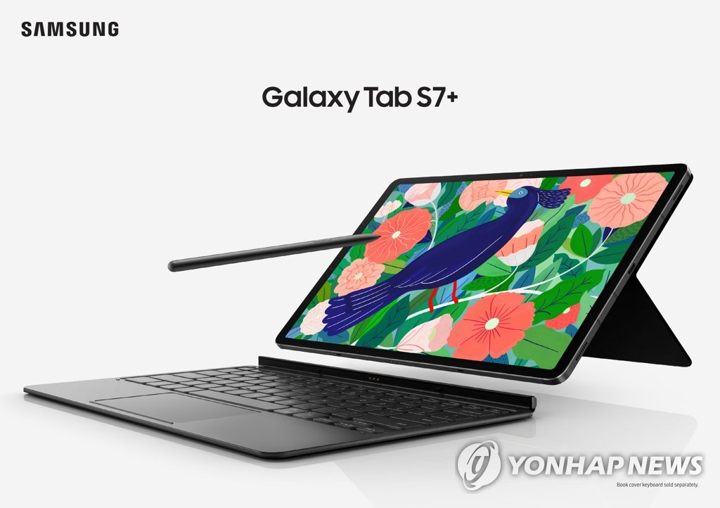 This image provided by Samsung Electronics Co. on Aug. 13, 2020, shows the company's new tablet PC, the Galaxy Tab S7+. (PHOTO NOT FOR SALE) (Yonhap)