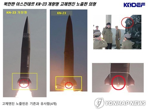 북한판 이스칸데르(KN-23) 개량형, 고체엔진 노즐핀 기존과 비슷