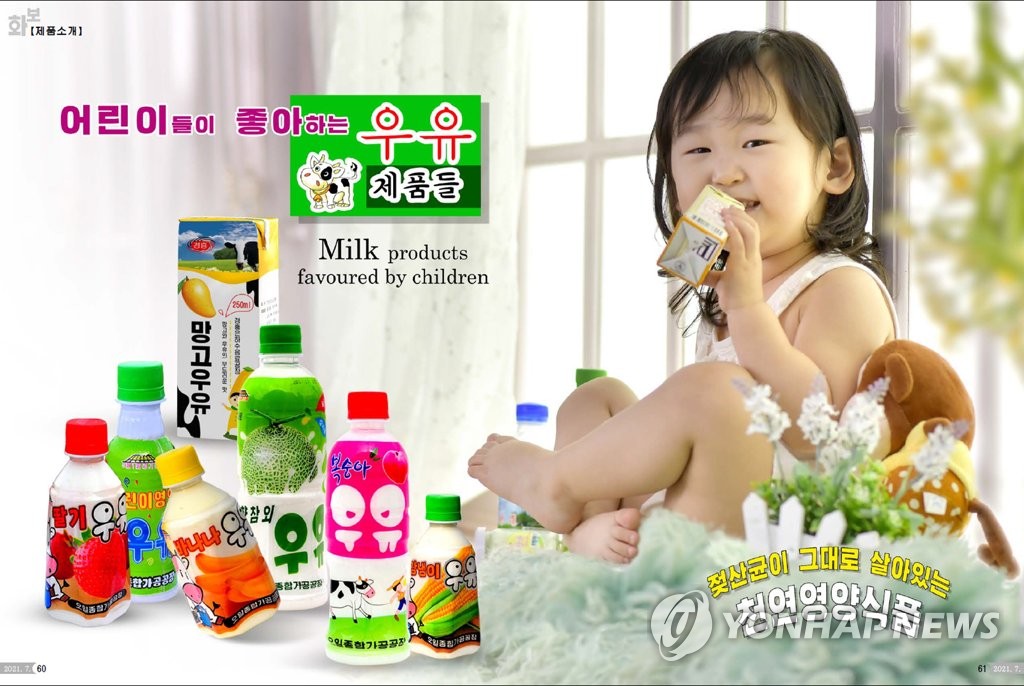 북한에서 생산되는 다양한 우유 제품들