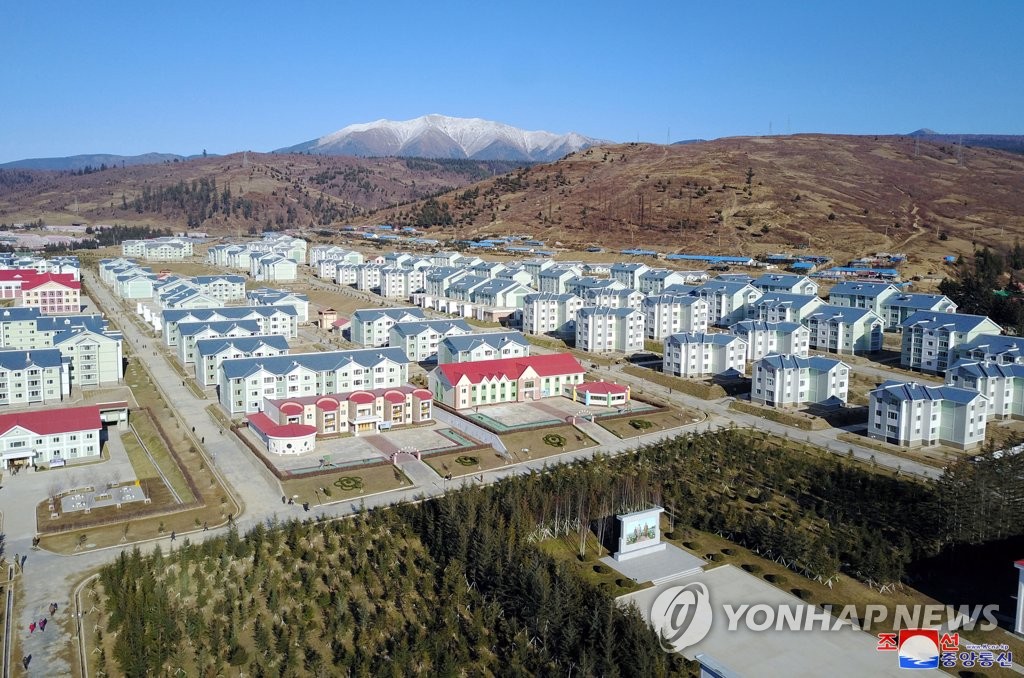 This photo, released by North Korea's official Korean Central News Agency on Nov. 16, 2021, shows the northwestern city of Samjiyon, near the border with China, where a major development project is underway. (For Use Only in the Republic of Korea. No Redistribution) (Yonhap)