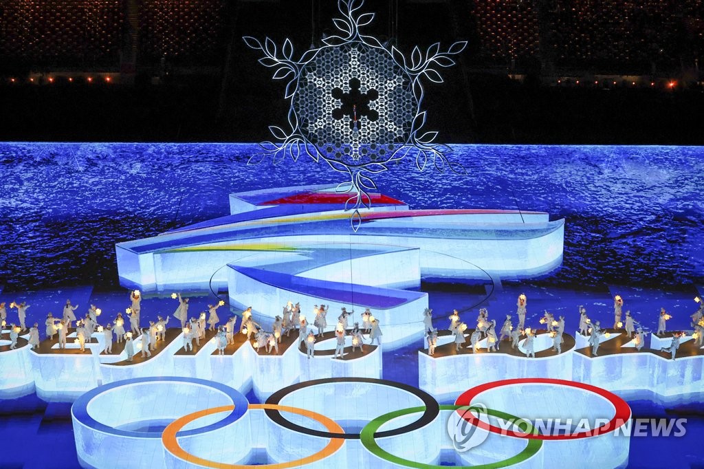 The closing ceremony of the 2022 Beijing Winter Olympics is under way at the National Stadium in Beijing on Feb. 20, 2022. (Yonhap)