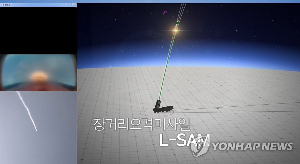 A computer simulation image of South Korea's L-SAM missile defense system is seen in this photo captured from special footage released by the Ministry of National Defense. (PHOTO NOT FOR SALE) (Yonhap)