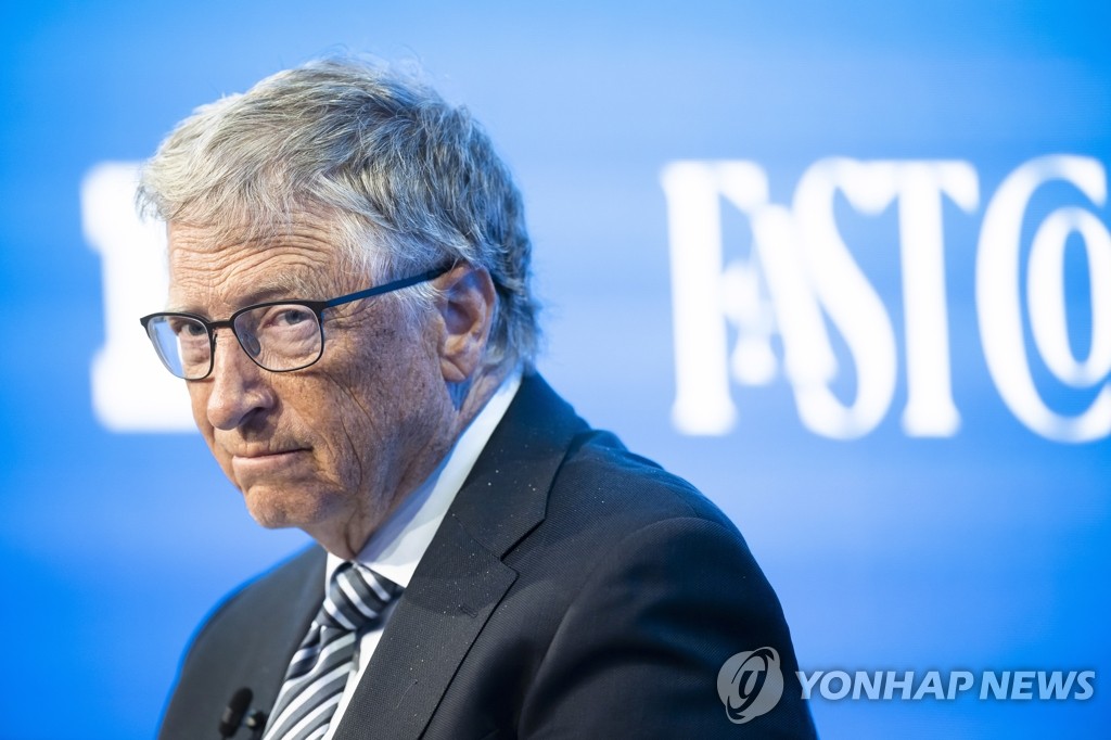 Bill Gates, cofondateur du géant américain Microsoft, lors d'une session du Forum économique mondial (WEF) à Davos, en Suisse, le 25 mai 2022. (EPA=Yonhap) 