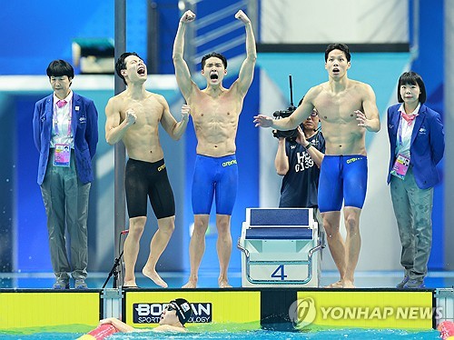 アジア大会競泳　リレーで韓国史上初の金