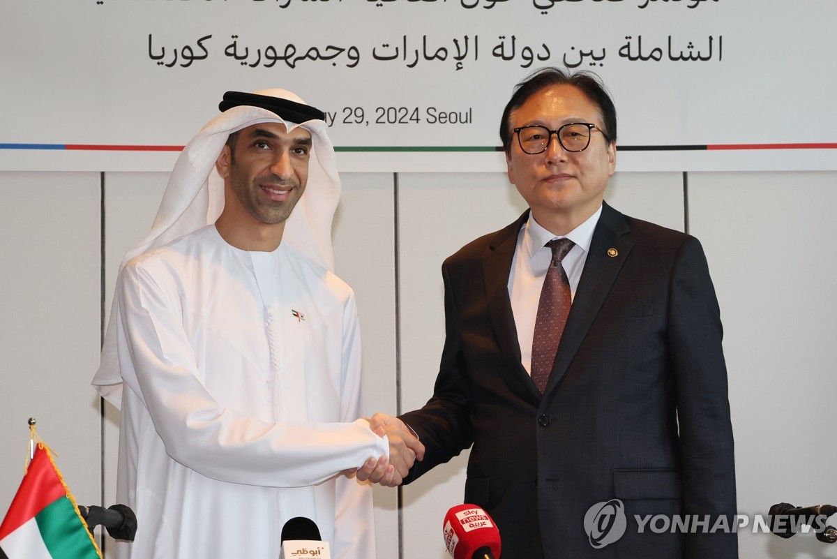 한 Uae 포괄적경제동반자협정 정식 서명 공동 기자회견 연합뉴스